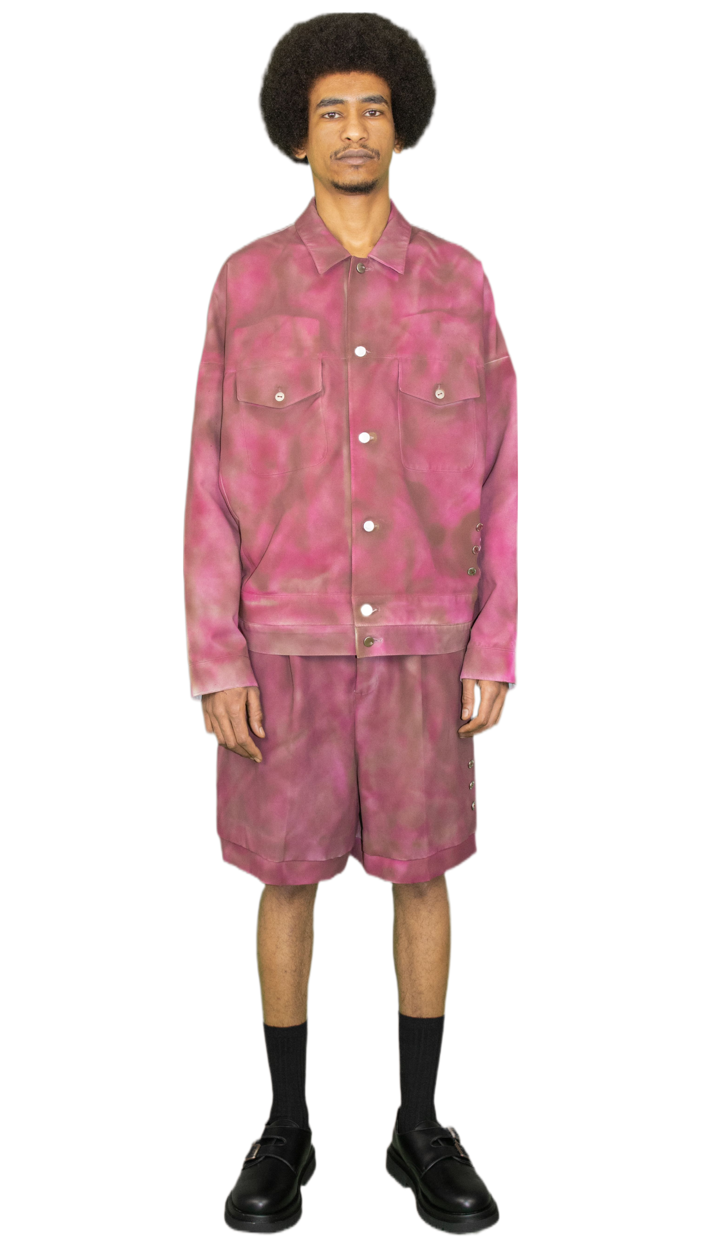 Sprayed print pleated shorts in lilac/brown - VALENSOLE