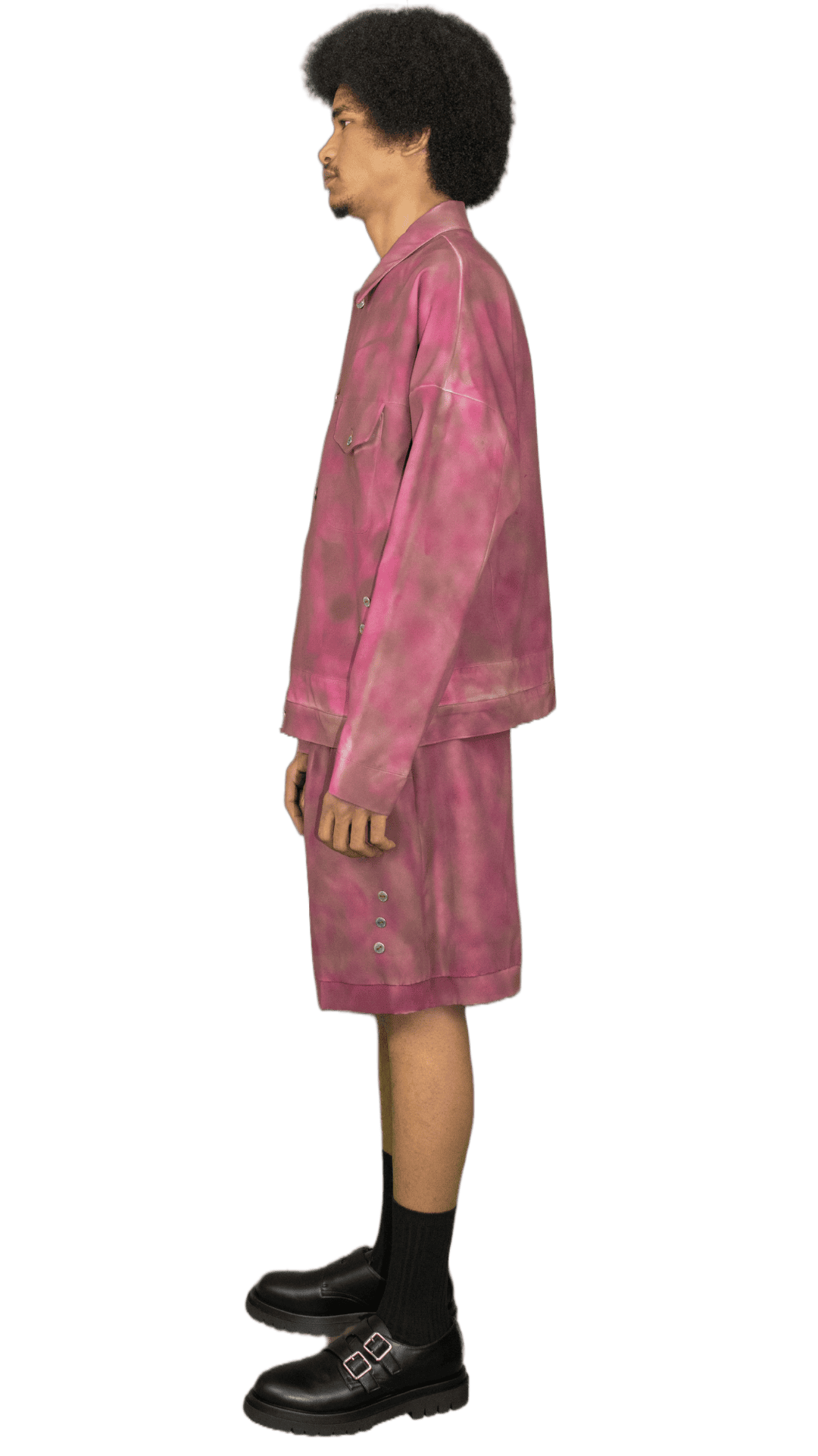 Sprayed print pleated shorts in lilac/brown - VALENSOLE