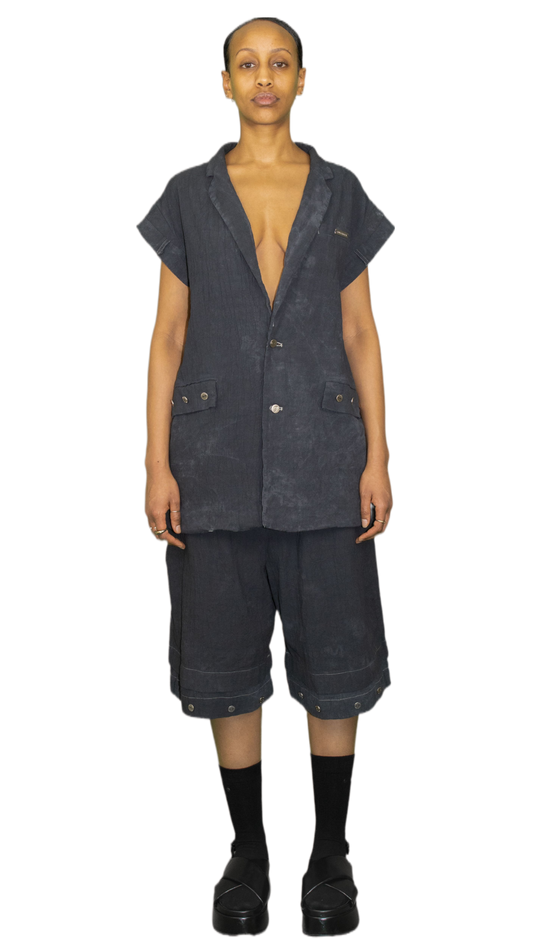 Textured vest in midwash dark blue - PARIS