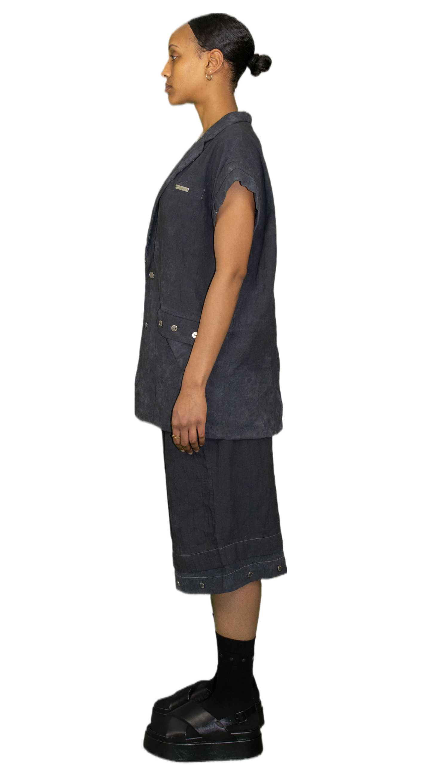 Textured vest in midwash dark blue - PARIS