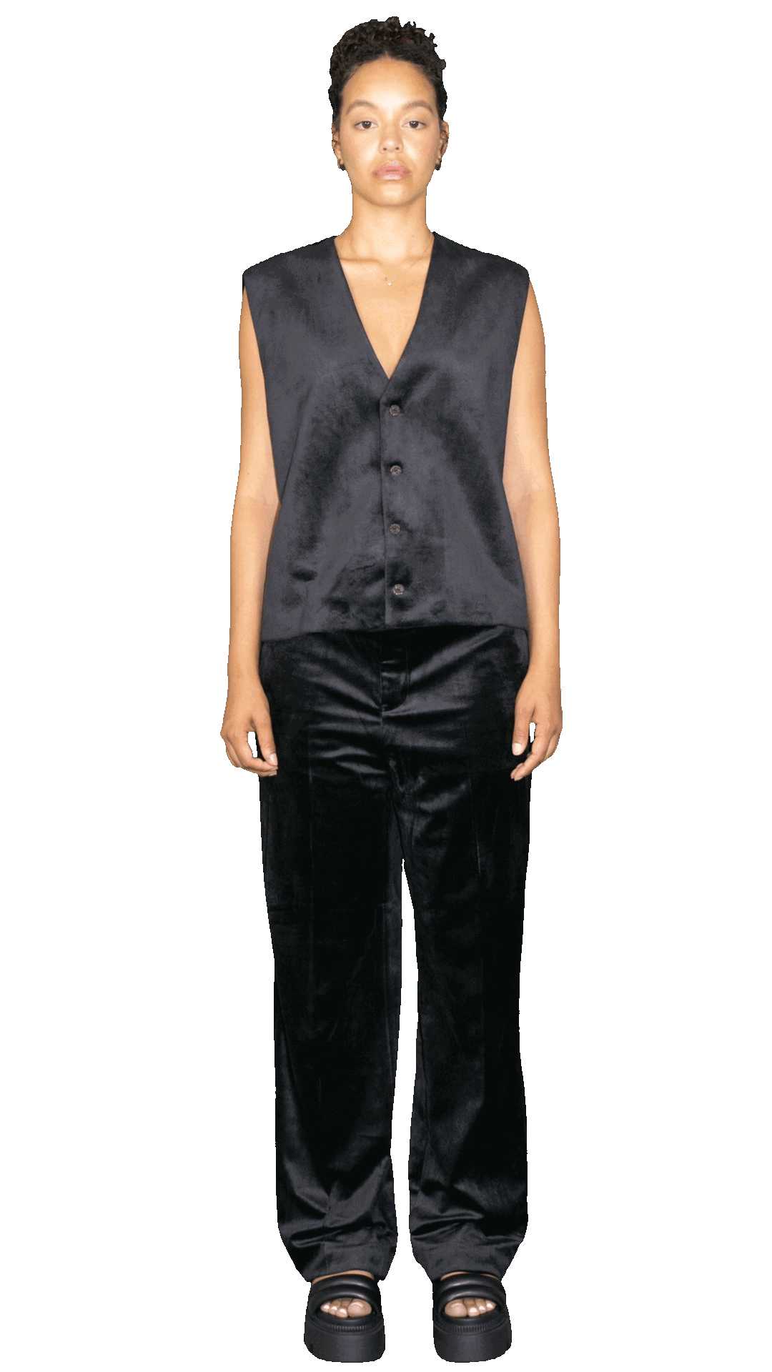Vegan suede vest in black - CUSCO