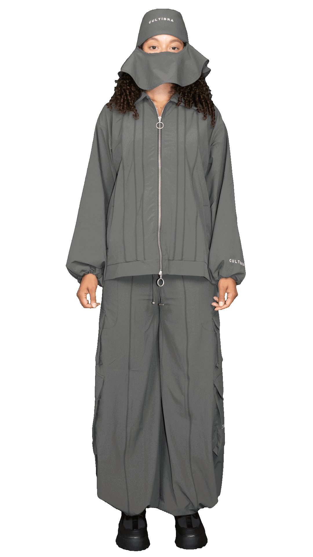 Wide-sleeved nylon jacket in dark green - TAUNUS