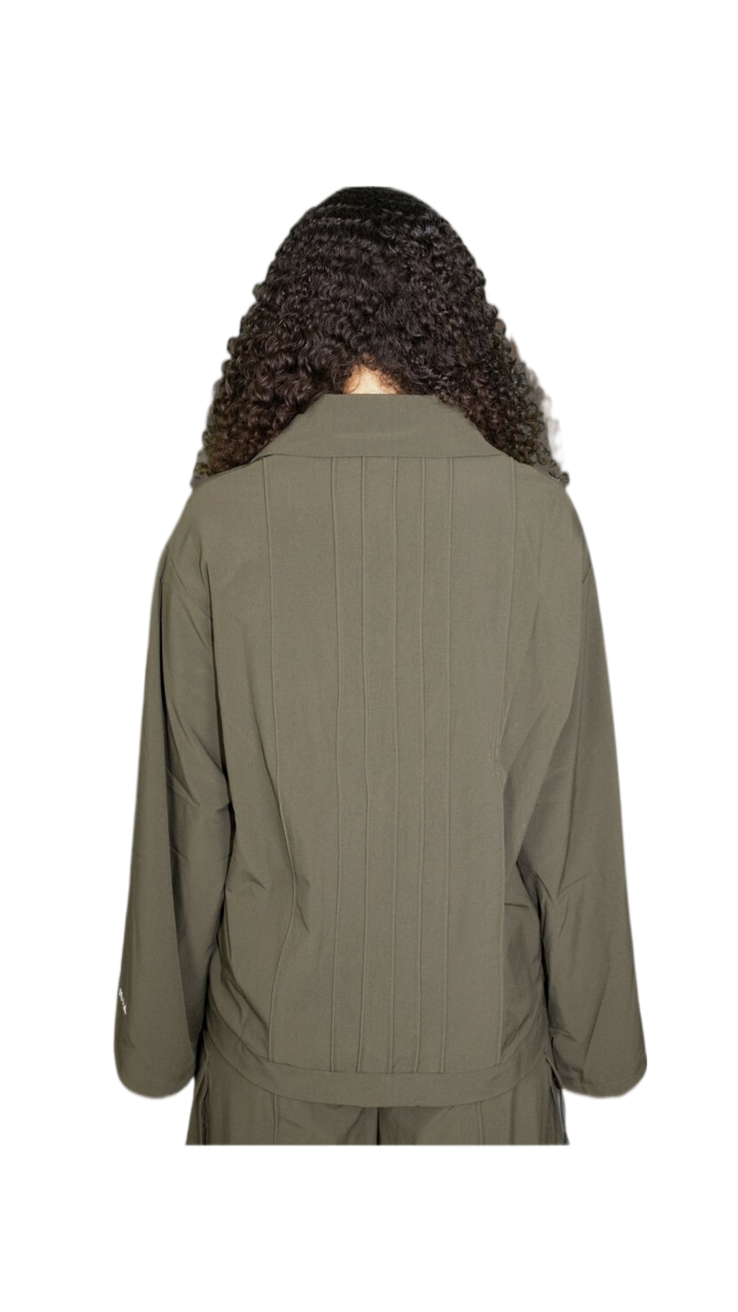 Wide-sleeved nylon jacket in dark green - TAUNUS