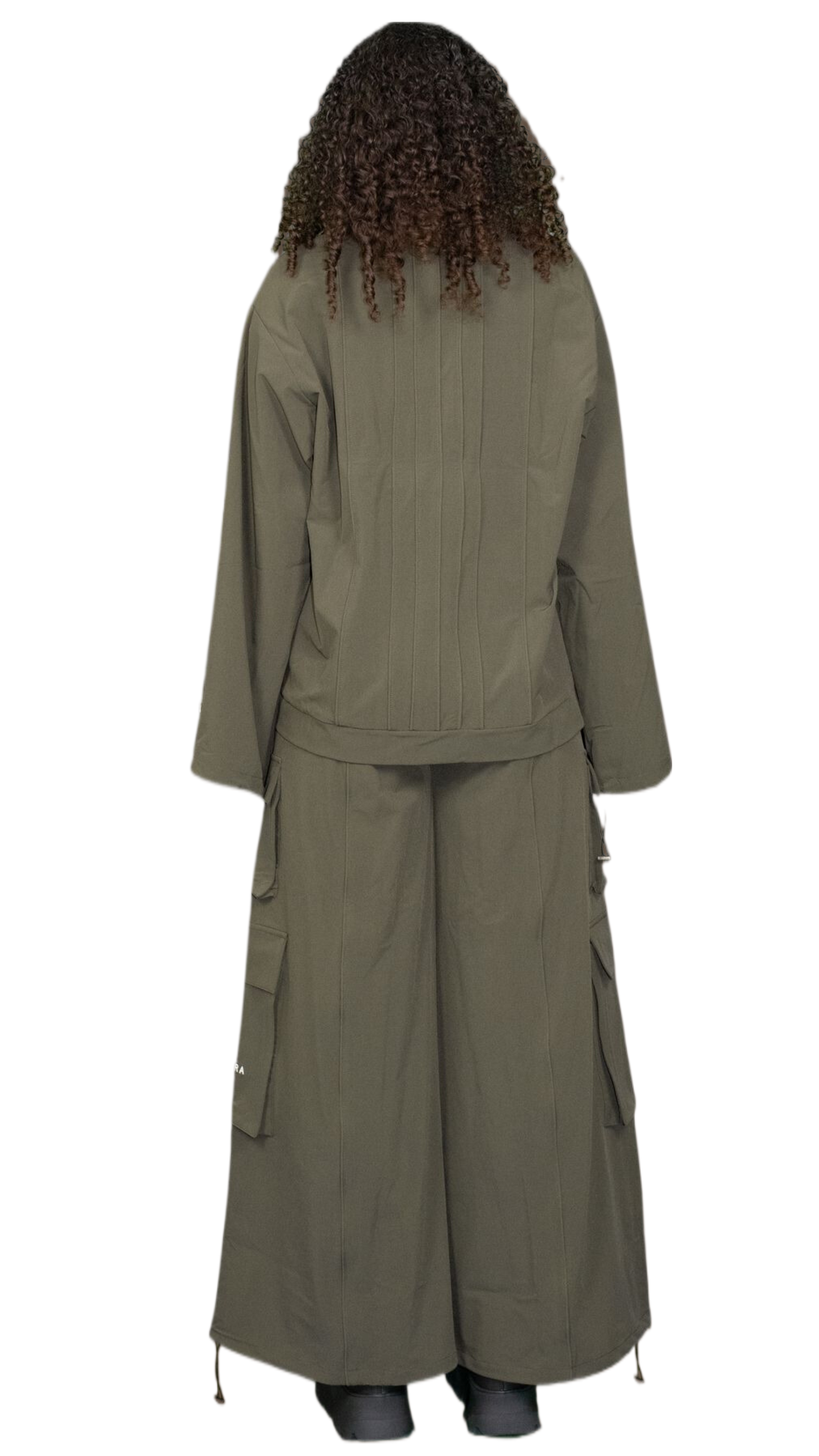 Wide-sleeved nylon jacket in dark green - TAUNUS