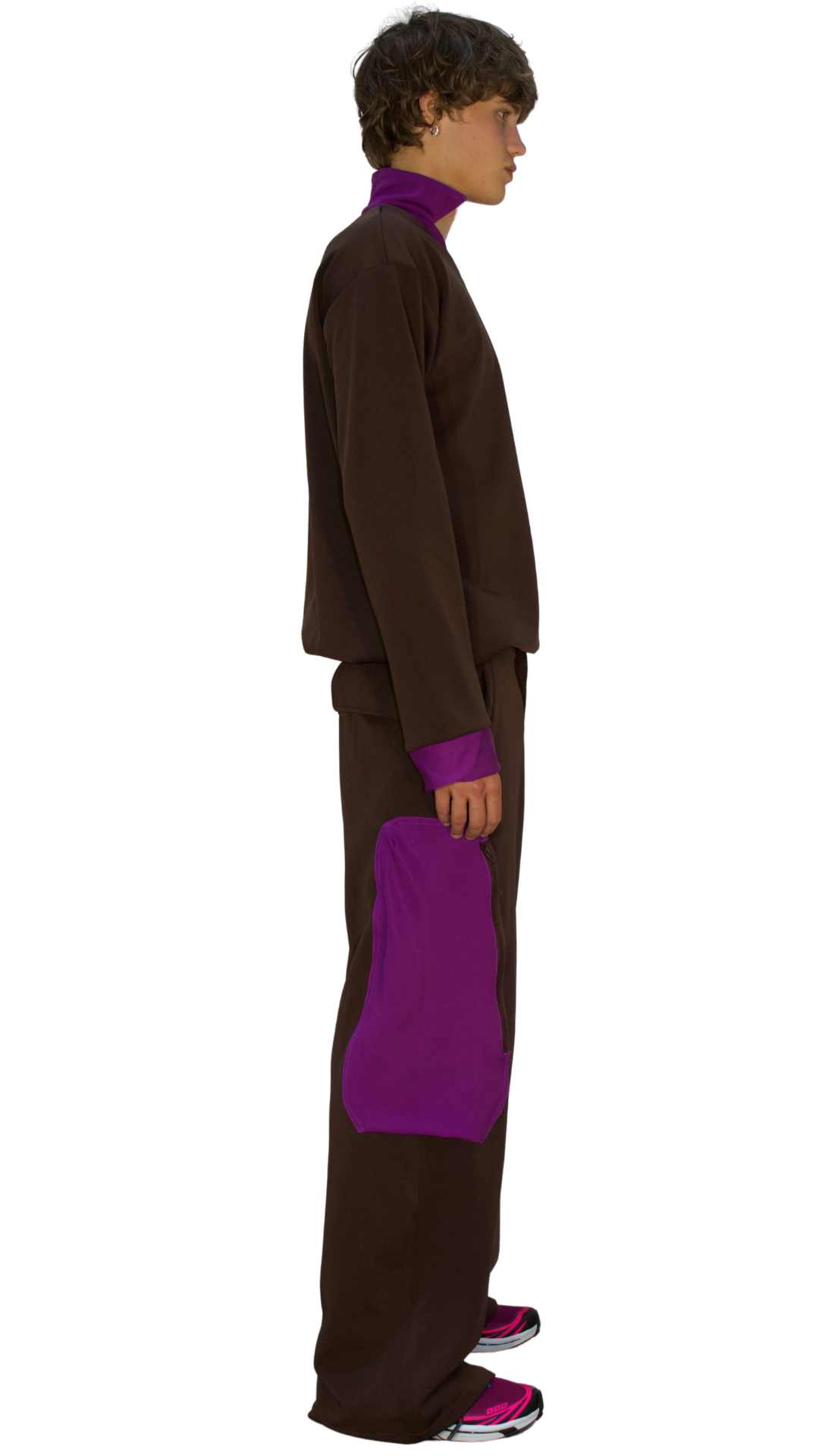 Colorblocked utility pants in brown/lilac- SEMEI