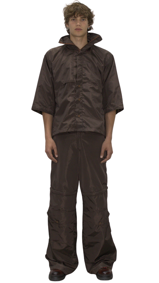 Convertible zip cargo pants in brown - RUDNY