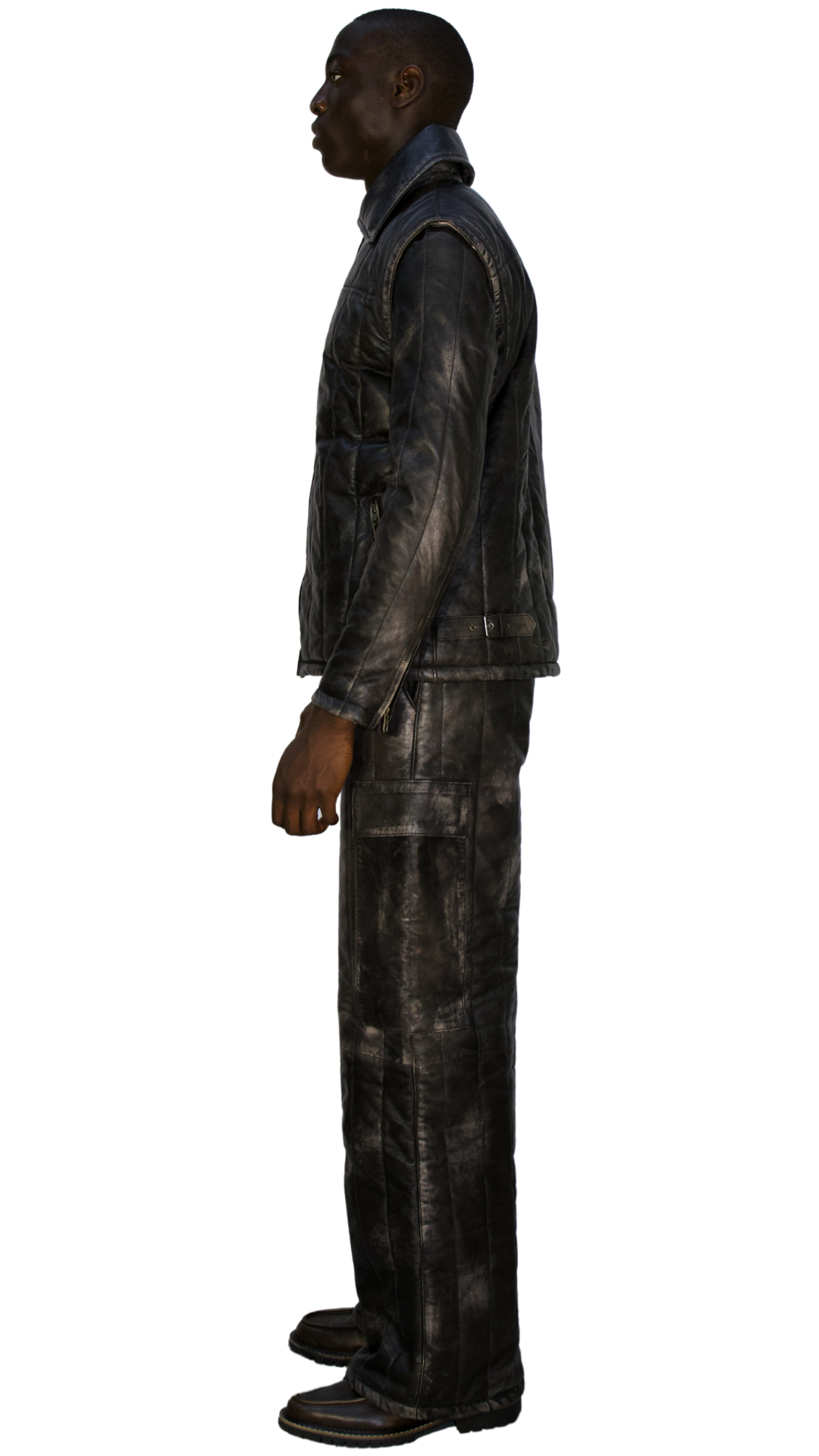 Distressed leather jacket in gray/black - ASTANA