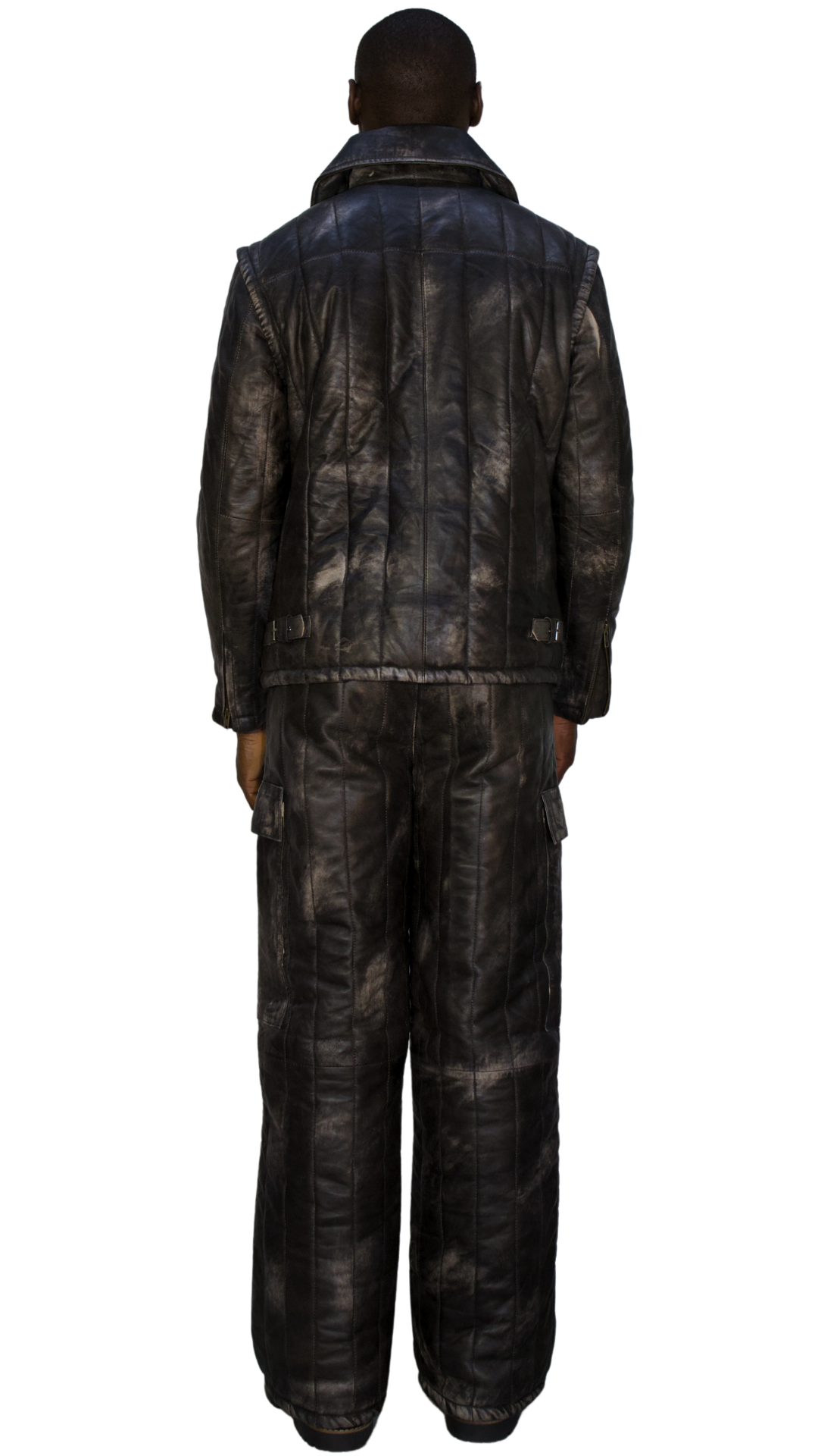 Distressed leather jacket in gray/black - ASTANA