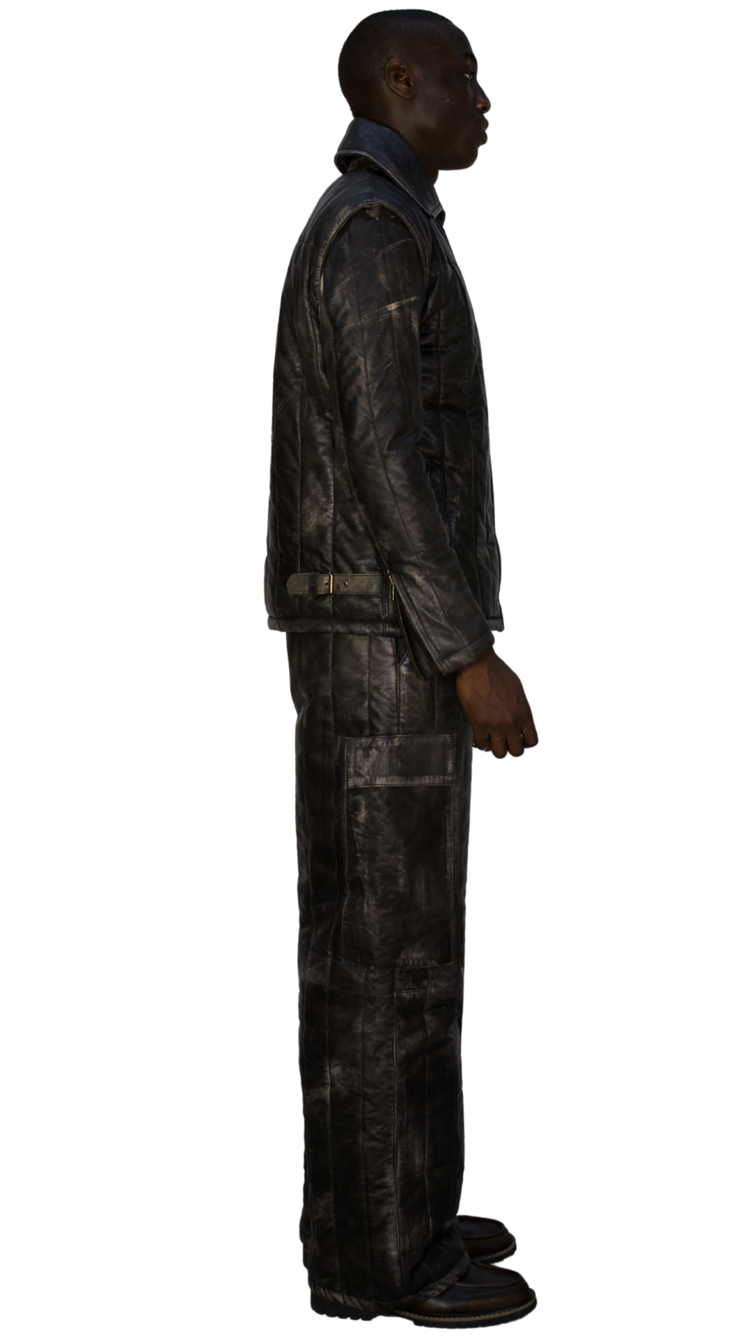 Distressed leather jacket in gray/black - ASTANA