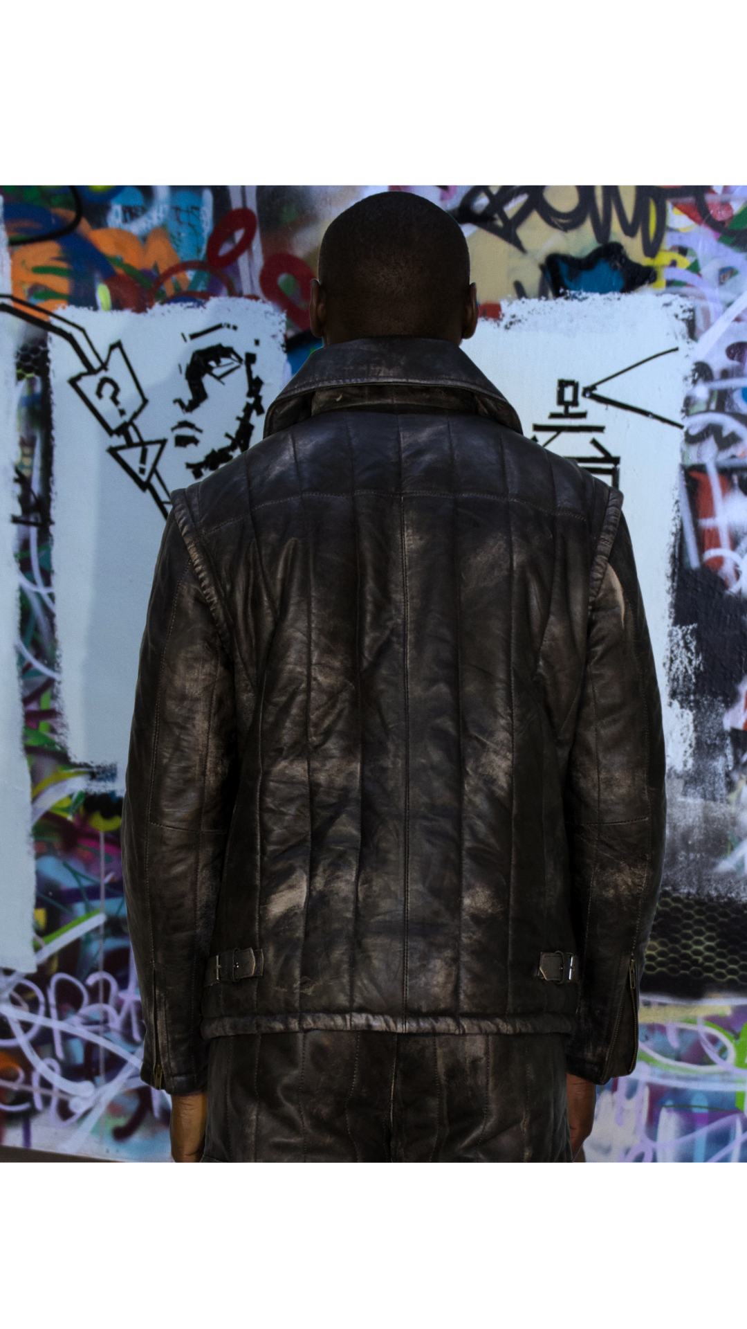 Distressed leather jacket in gray/black - ASTANA