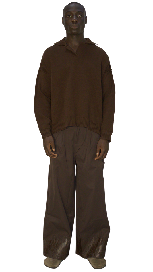 Field-treated wide chino in light brown - AKTOBE