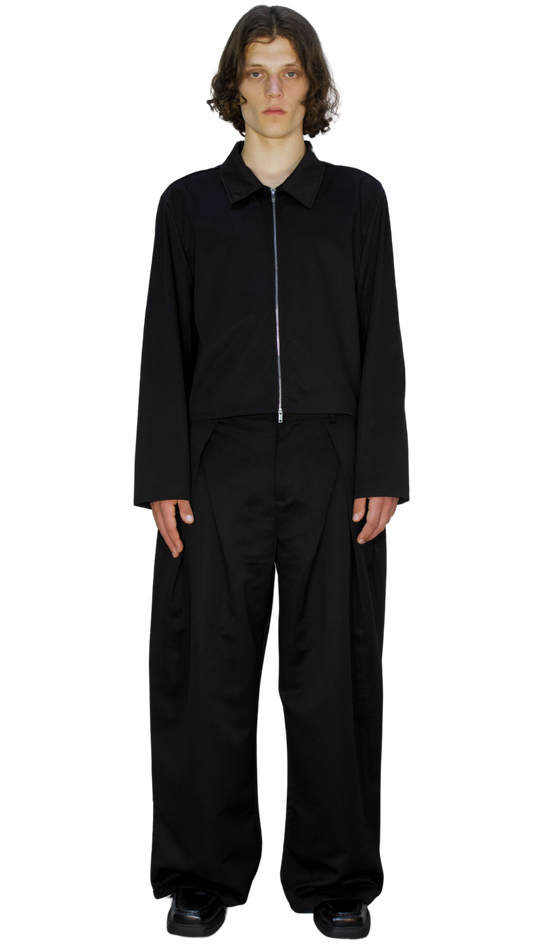 Wide pleated pants in black - TARAS