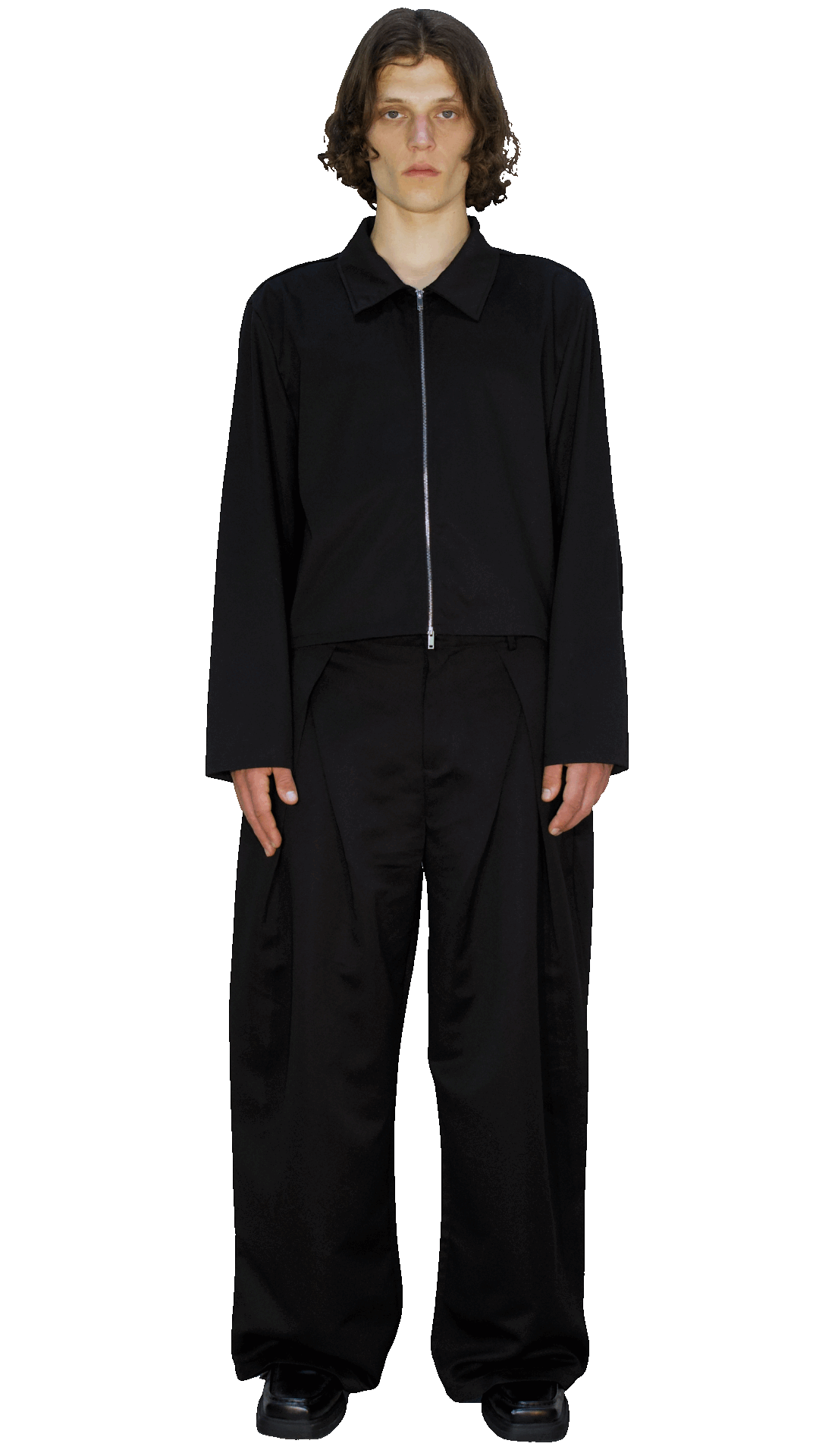 Wide pleated pants in black - TARAS