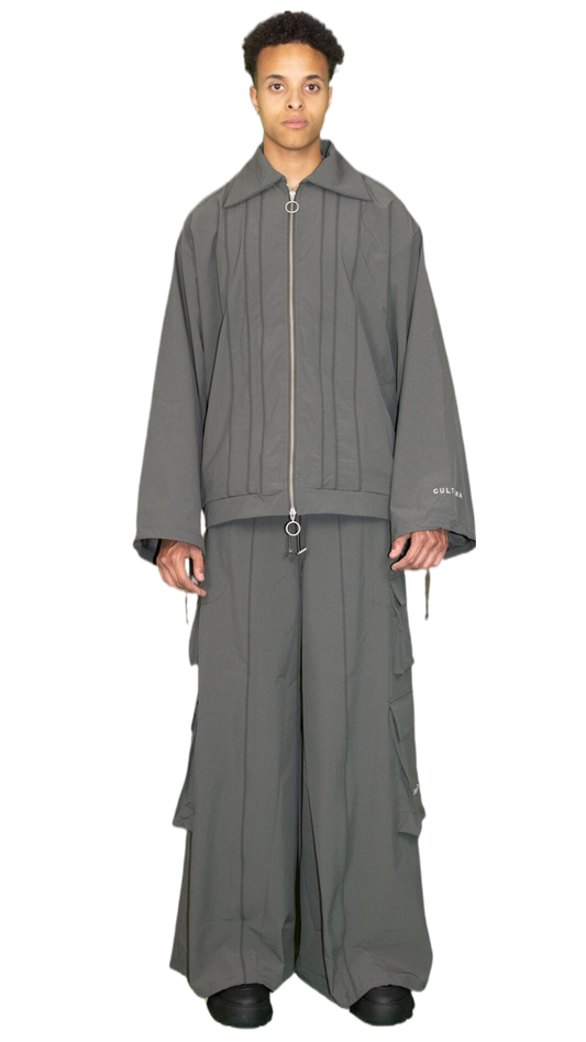 Wide-legged nylon pants in grey - TAUNUS
