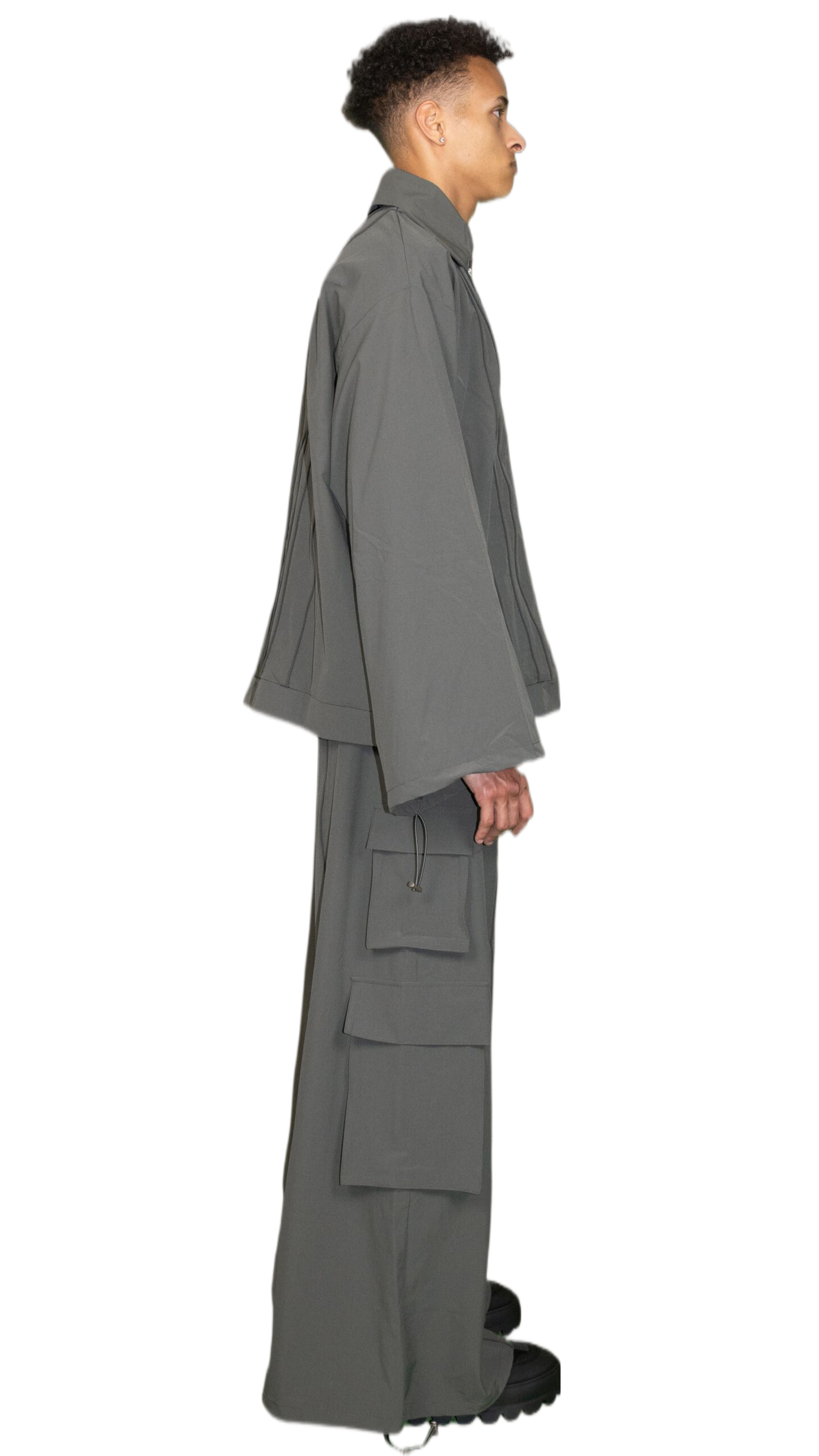 Wide-legged nylon pants in grey - TAUNUS