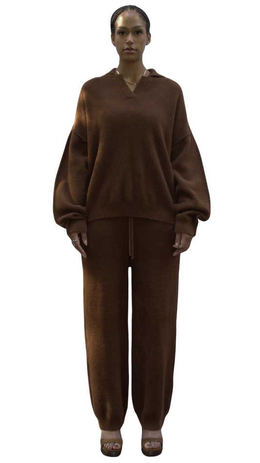 Mohair knit polo in brown - ALTAI