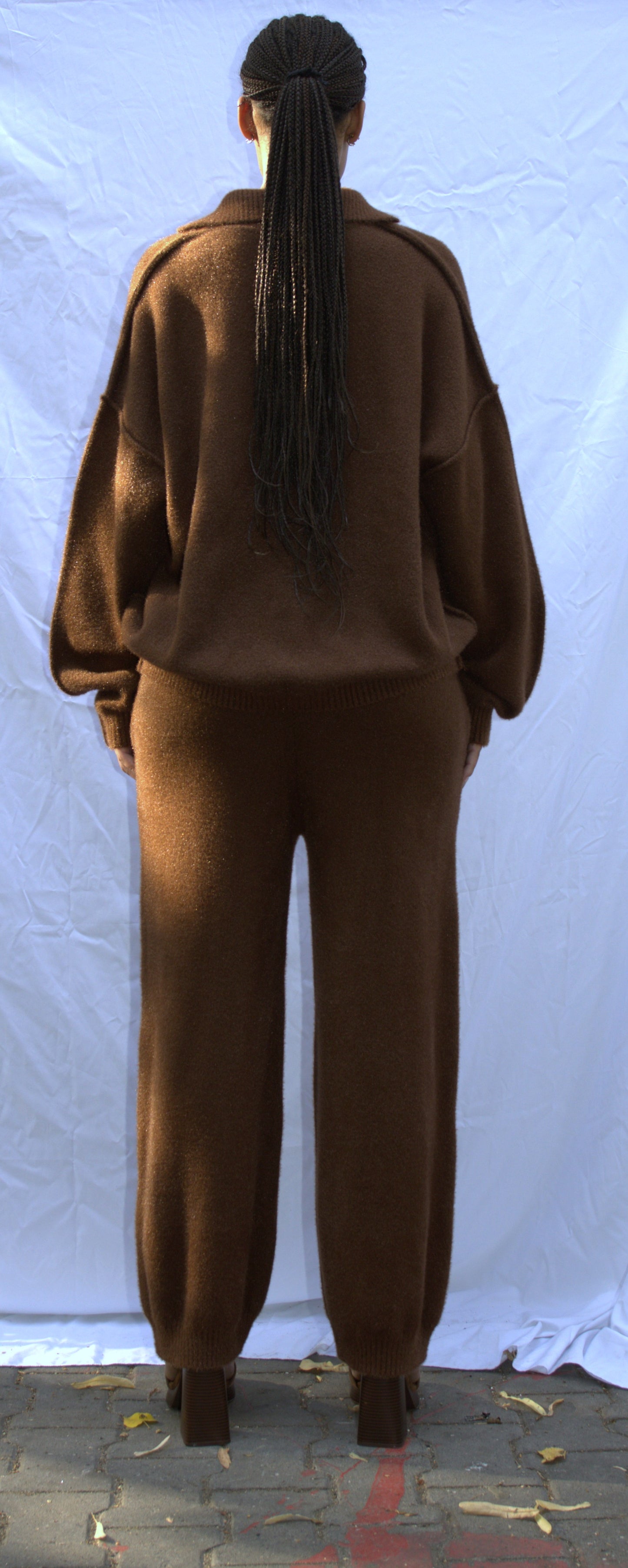 Mohair knit polo in brown - ALTAI